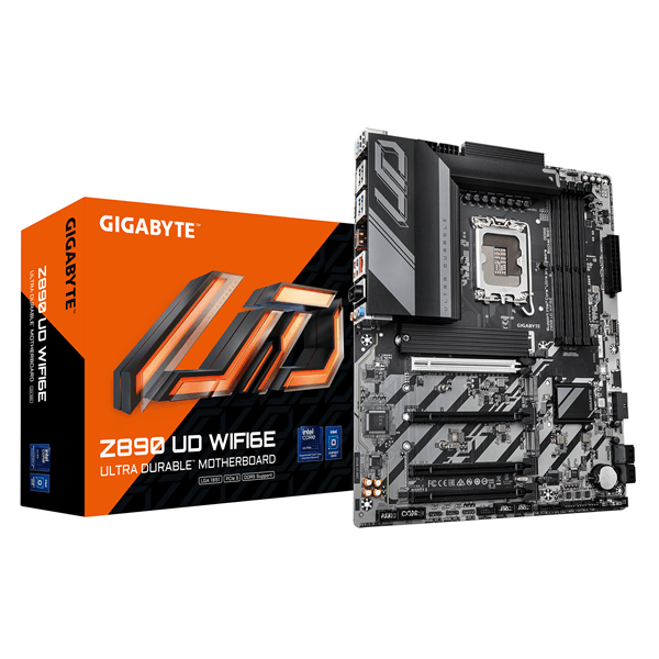 gigabyte intel  placa base z890 ud wifi6e - compatible con cpus intel core ultra (serie 2), vrm de 12+1+2 fases, hasta 8800mhz ddr5 (oc), 1xpcie 5.0 +