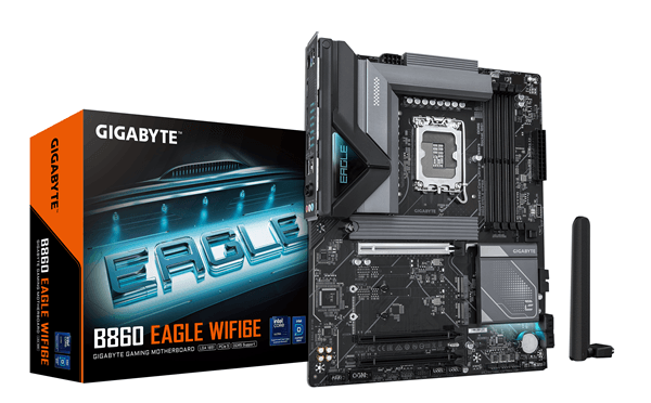 GIGABYTE Intel B860 EAGLE WIFI6E Placa base - CPUs Intel Core Ultra, VRM de 12+1+2+1 fases, hasta 9066MHz DDR5, 1xPCIe 5.0 + 2xPCIe 4.0 M.2, LAN 2,5
