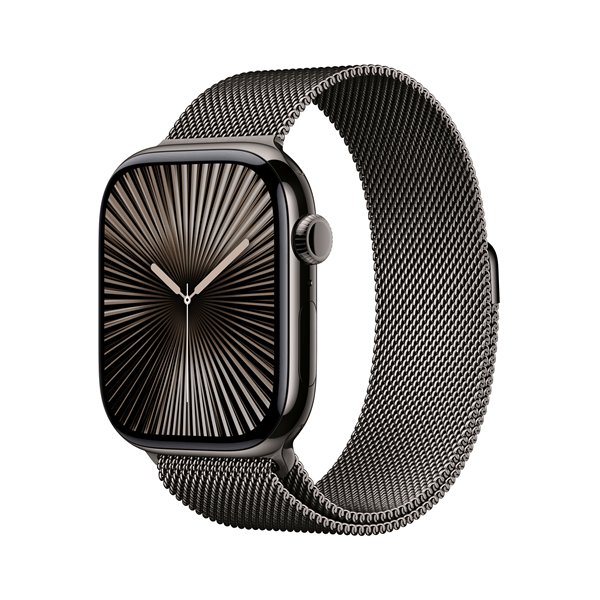 apple watch series 10 gps + cellular 46mm slate titanium case with slate milanese loop - m l