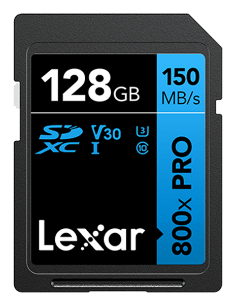 LEXAR 128GB PROFESSIONAL 800X PRO SDXC UHS-I CARDS, UP TO 150MB/S READ 45MB/S WRITE C10 V30 U3