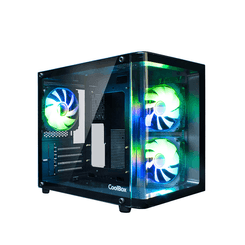 COOLBOX  COOLBOX GAMING CAJA MATX GM100 VISION USB3.2 GEN1 SIN FTE + 3 VENTILADORES ARGB RGB Negro
