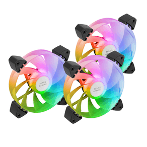 KIT 3xVENTILADOR INTERNO ARGB MARS GAMING MF-3AR KIT NEGRO 12x12cm ARGB RAINBOW ASPAS INVERTIDAS