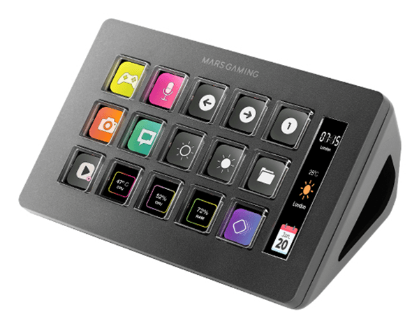 CONTROL DECK SLIM MARS GAMING MSD-ONE BLACK 15 TECLAS DE ACCESO DIRECTO LCD PERSONALIZABLES