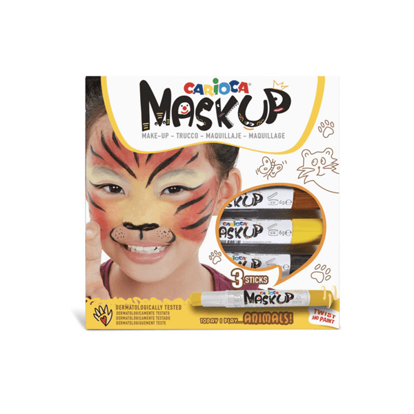 SET MAQUILLAJE MASK UP ANIMALS 3 PIEZAS FACE PAINT STICK CARIOCA 43048