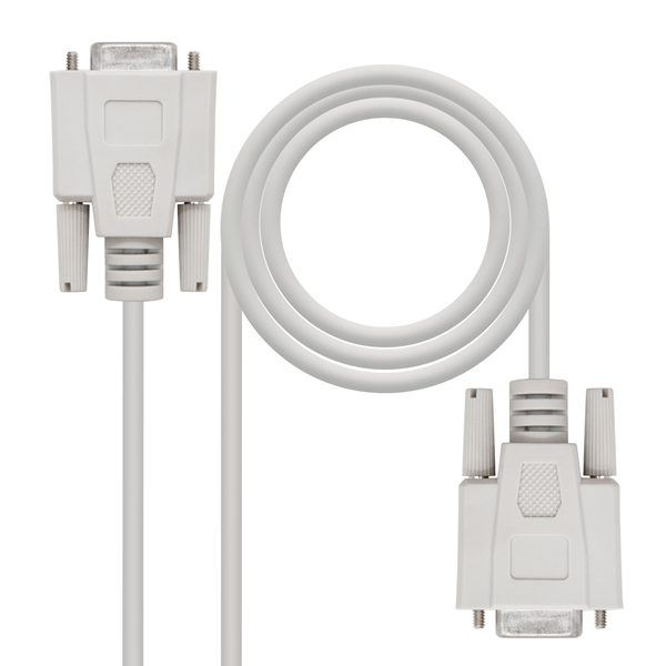 Nanocable Cable Serie Modem, DB9 H-H, Beige, 1.8m