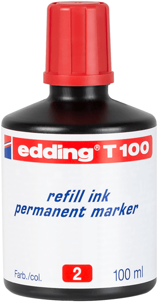FRASCO TINTA PARA RELLENAR 100ML ROJO EDDING T100-02