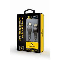 CABLE TRENZADO HDMI 2.1 8K 60HZ GEMBIRD SELECT PLUS SERIES CON ETHERNET 3M NEGRO