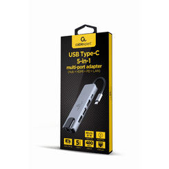 ADAPTADOR MULTIPUERTO USB TIPO C 5 EN 1 HUB HDMI PD LAN