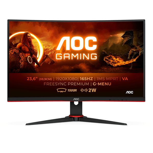 monitor gaming aoc c24g2ae 23.6 fhd 1920x1080, 165hz ,1ms, curvo, altavoces, 2 x hdmi, dp, vga