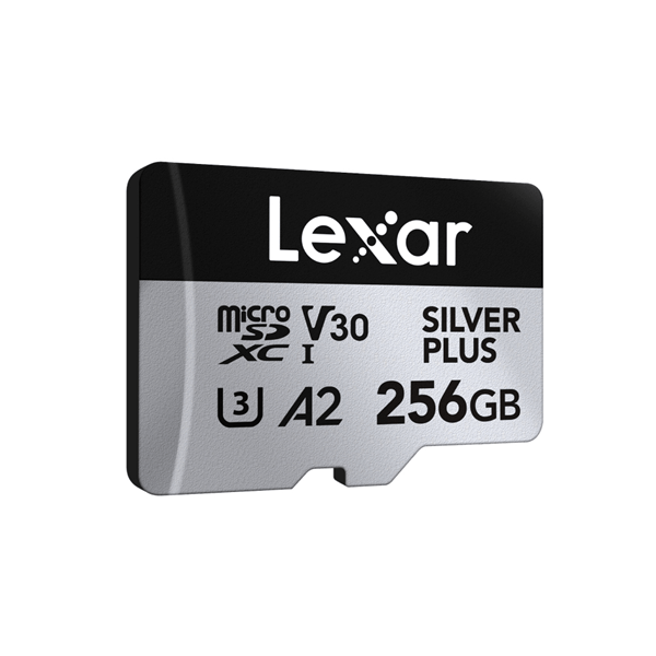 lexar 256gb lexar high-performance silver plus microsdxc uhs-i, up to 205mb s read 150mb s write c10 a2 v30 u3,with adapter