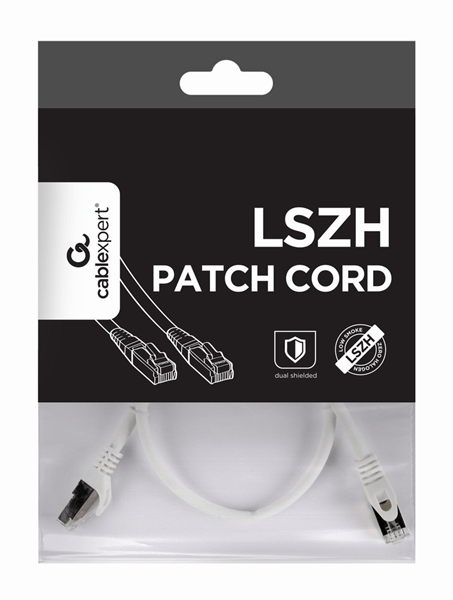 CABLE RED S-FTP GEMBIRD CAT 6A LSZH BLANCO 0,5 M