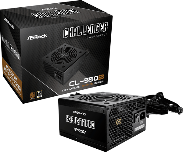 Fuente Alimentación 550W ASROCK CL-550B Challenger 80 PLUS Bronze Negro