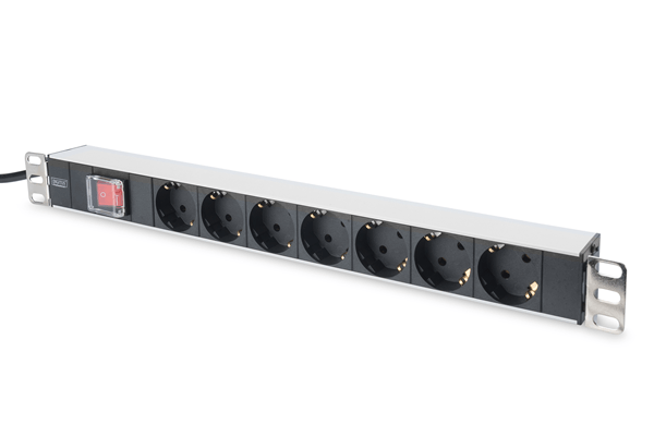 1U Aluminum PDU 19 7x safety outlet 16A 4000W 250VAC 50/60Hz switch