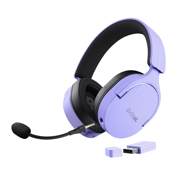 headset bluetooth trust gaming fayzo gxt 491 lila 25305 bt y usb 2.4ghz microfono desmontable y flex