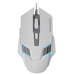 MOUSE MARS GAMING MM024W RGB FLOW 4000 DPI AJUSTABLE 6 BOTONES MECANICOS HUANO COLOR BLANCO