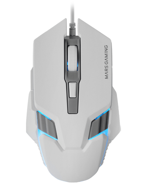 mouse mars gaming mm024w rgb flow 4000 dpi ajustable 6 botones mecanicos huano color blanco