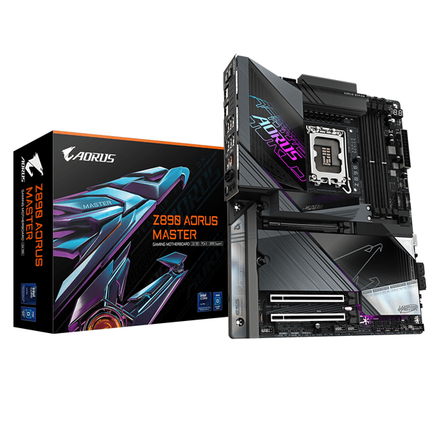 gigabyte intel  placa base z890 aorus master - compatible con procesadores intel core ultra (serie 2), 18+1+2 fases vrm, hasta 9500mhz ddr5 (oc), 2xpc