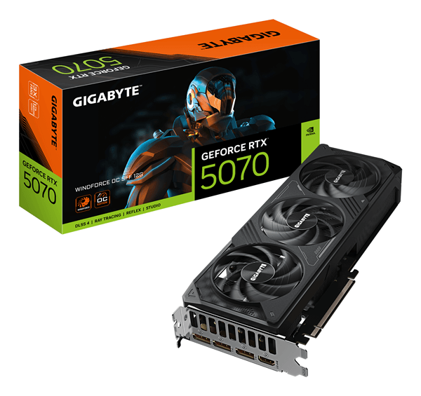 tarjeta gráfica gigabyte geforce rtx 5070 windforce oc sff 12gb gddr7 reflex 2 rtx ai dlss4