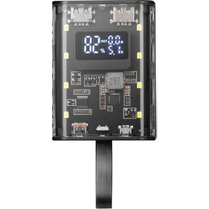 POWERBANK MARS GAMING 10000mAh 1xUSB-C PD 2xUSB-A 1xMicroUSB LINTERNA DISE??O TRANSPARENTE Y NEGRO