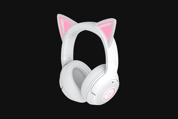 Auriculares gaming – Razer Kraken Kitty V2, Circumaurales, Bluetooth, Micrófono, Blanco