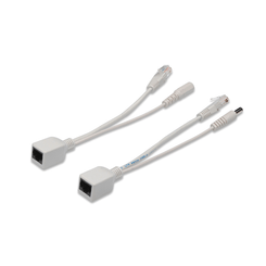 Passive PoE Cable Kit 1x Splitter PD cable  1x Injector PSE cable  White Jack diameter 5.5mm/2.1mm