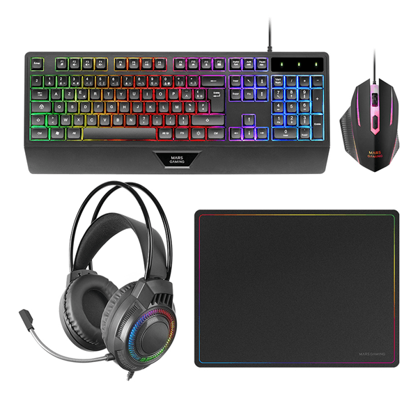 MARS GAMING TECLADO+RATON+ALFOMBRILLA+AURICULAR