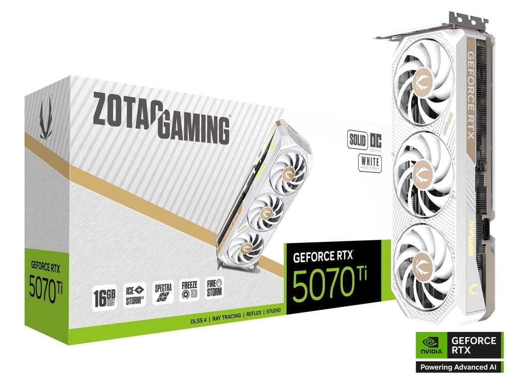 ZOTAC GeForce RTX 5070Ti 16GB Solid Core OC White