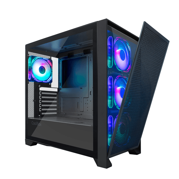 CAJA TORRE COOLBOX GE2000 DUALVIEW S/FUENTE USB3.0 NEGRA A-RGB C/VENTANA