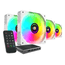 KIT 4xVENTILADOR INTERNO ARGB MARS GAMING MF3DPROKIT BLANCO 120mm ARGB HUB RF REMOTE