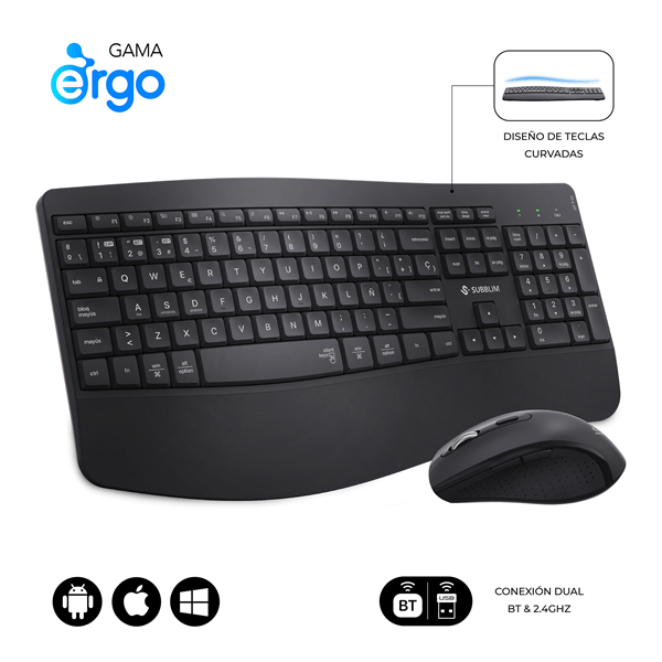 TECLADO + RATON SUBBLIM COMBO DUAL PROWAVE NEGRO INALAMBRICO