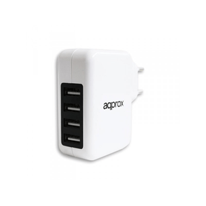 CARGADOR-DE-PARED-APPROX-4USB-1A-BLANCO