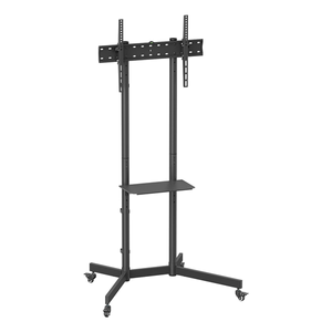AISENS-Soporte-De-Suelo-Eco-Con-Rueda--Bandeja-Para-DVD-Para-Monitor-TV-45kg-De-37-70--Negro