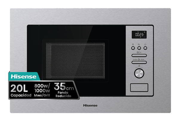 HORNO MICROONDAS CON GRILL HISENSE BIM320G41X 20 LITROS INOX