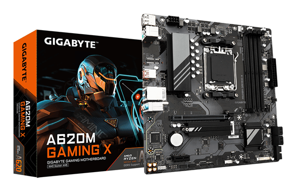 gigabyte amd  a620m gaming x placa base - soporta cpus amd ryzen 8000, vrm digital de 8+2+1 fases, hasta 8000mhz ddr5 (oc), 1xpcie 4.0 m.2, lan gbe, u
