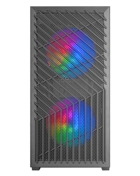 CAJA MICROATX GAMING MARS GAMING MCVORTEX CRISTAL TEMPLADO FRONTAL MESH GPU 273mm 1x3.5 2x2.5 NEGRO