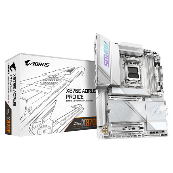 gigabyte amd  placa base x870e aorus pro ice - compatible con cpus amd ryzen 9000, vrm digital de 16+2+2 fases, hasta 8000mhz ddr5 (oc), 4xm.2 + 4xpci