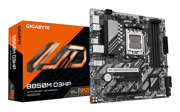 Placa AMD GIGABYTE B850M D3HP Placa Base - Procesadores AMD Ryzen Serie 9000, 5+2+2 fases VRM digitales, hasta 8200MHz DDR5 (OC), 1xPCIe 5.0 + 1