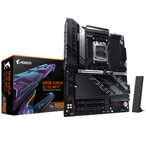Placa-AMD--GIGABYTE-B850-AORUS-ELITE-WIFI7-Placa-Base---Procesadores-AMD-Ryzen-Serie-9000-VRM-digital-de-14-2-2-fases-hasta-8200MHz-DDR5--OC--1xPCIe-5.0---2xPCIe-4.0-M.2-LAN-2.5-WIFI-7-USB-3.2-Gen-2x2-Socket-AM5