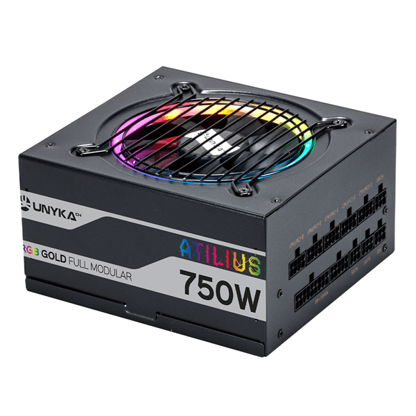 unyka  atx atilus rgb black 750w 750w 12 cm 80 plus goldfully-modular