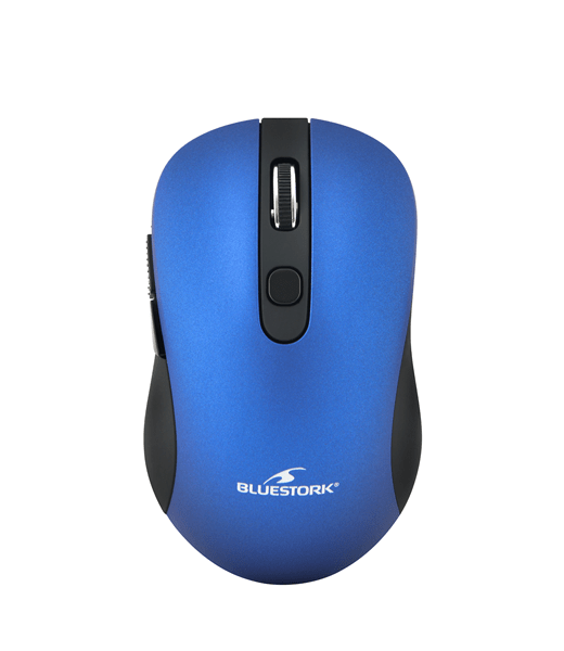 bluestork office 60 raton inalambrico 2,4 ghz 1000 1600 ppp. compatible con windows y mac.  2 pilas aaa incluidas. azul claro
