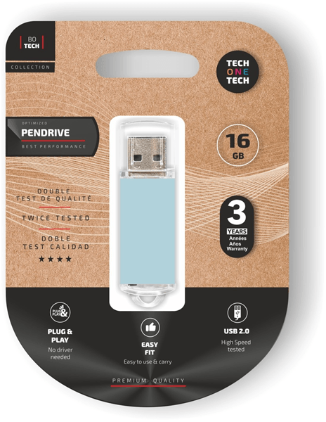 TECH ONE TECH Basic Pendrive 16Gb USB 2.0 Blue