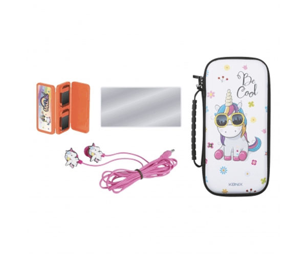 pack gamer konix unik carcasa switch + pantalla protec + auriculares in-ear + 1 gamuza kx-ns-sk-unik