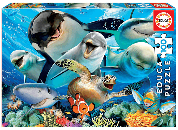 PUZZLE INFANTIL 100 SELFIE BAJO EL AGUA DE 6-8 ANOS EDUCA BORRAS 18062