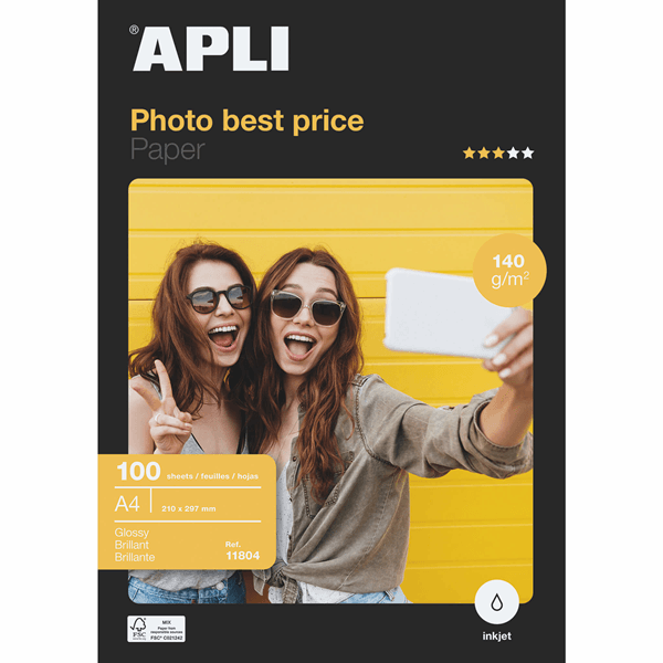 papel fotografico apli best price 140g glossy 100 hojas a4 11804