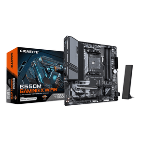 Placa AMD  GIGABYTE B550M GAMING X WIFI6 Placa base - Procesadores AMD Ryzen 5000, VRM de 5+3 fases, hasta 3200 MHz DDR4, 1x M.2 PCIe 4.0 + 1x M.2 PCIe 3.0, Wi-Fi 6, LAN 1 GbE, USB 3.2 Gen 1 Socket AM4