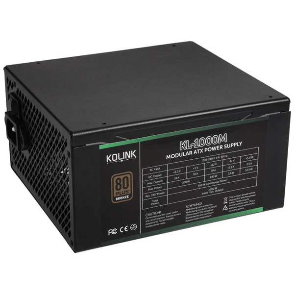 Fuente Alimentación 1000W KOLINK KL-1000M 80 PLUS Bronze Modular Negro