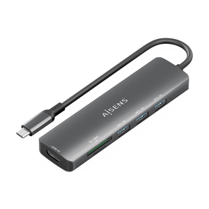 AISENS-USB-C-Dock-6-en-1--USB-C-A--1x-HDMI--3x-USB-A--1x-SD--1x-MicroSD--Gris--15cm