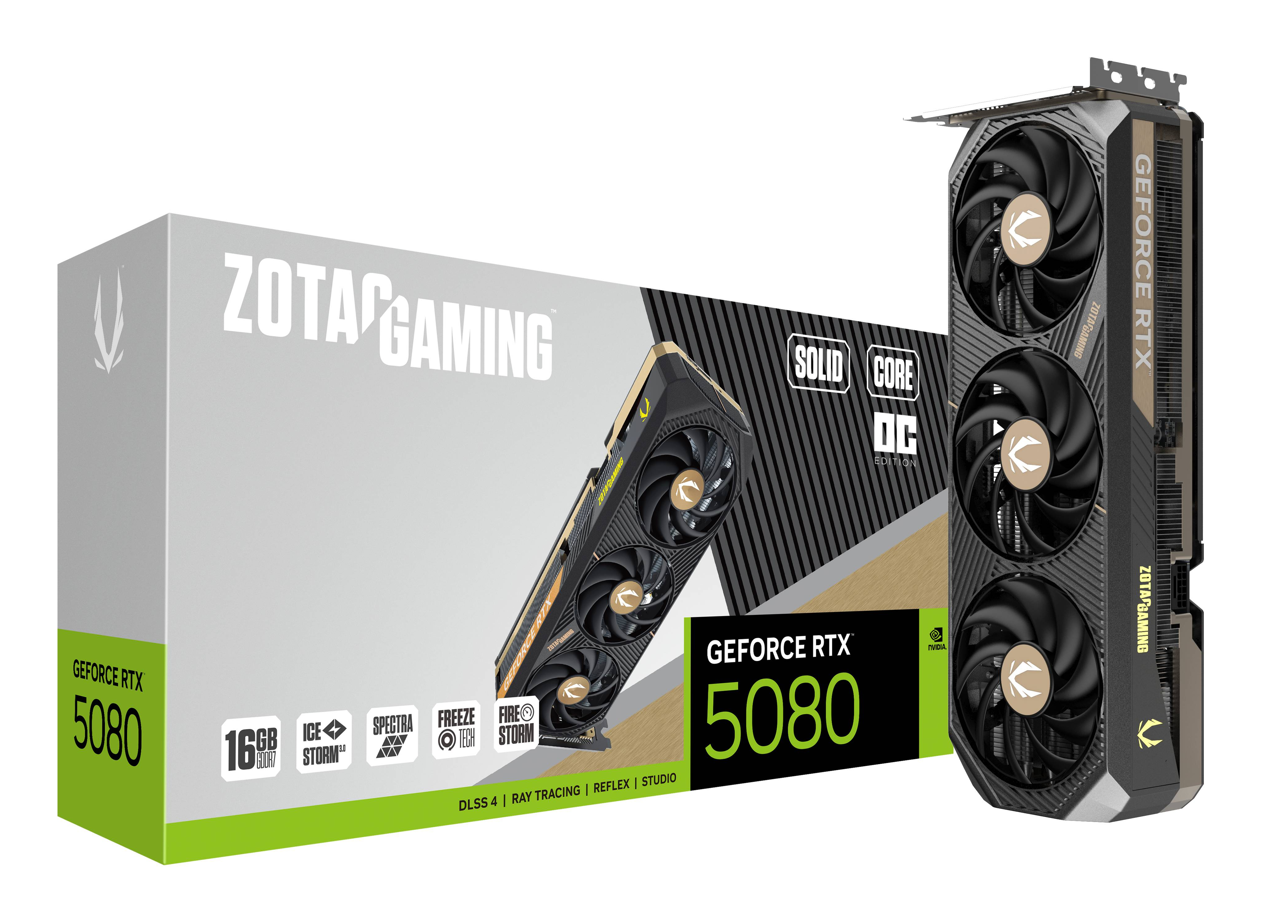 Tarjeta Gráfica ZOTAC NVIDIA GeForce RTX 5080 SOLID CORE OC | 16GB GDDR7 | DLSS 4