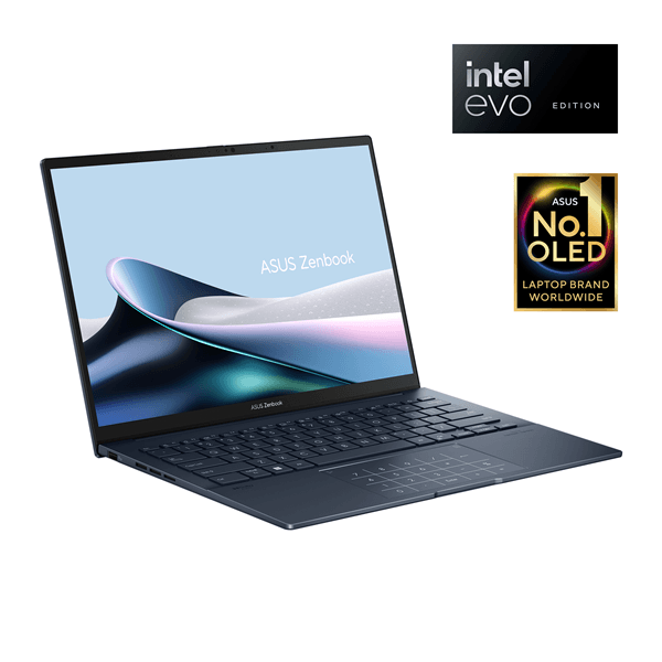 PORTATIL ASUS ZENBOOK 14 OLED UX3405MA-PZ080W. 14" WQXGA+ 120HZ. INTEL CORE ULTRA 7 155H. ARC GRAPHICS. 16GB RAM. 512GB SSD. W11 HOME. AZUL
