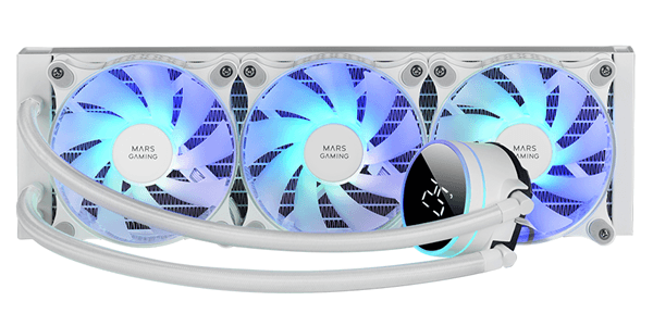SISTEMA DE REFIGERACION LIGUIDA MARS GAMING MLLCD360 BLANCO 3x (12x12) ILUMINACION FRGB TPD 600W